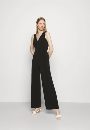 Costumes ANNA FIELD Anna Field Punto Wide Leg Deep V Sleeveless Occasion Jumpsuit Noir Femme | HRW-3766293